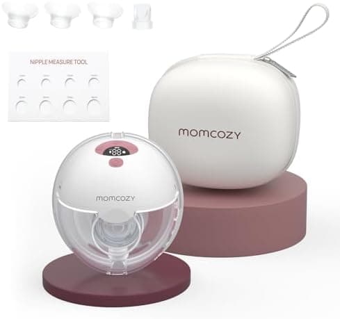 Momcozy M5 Milchpumpe Elektrisch Freihändig, 24 mm(1, Grau), Doppelt Abgedichteter Flansch, 3 Modi, 9 Stufen, Tragbar Br