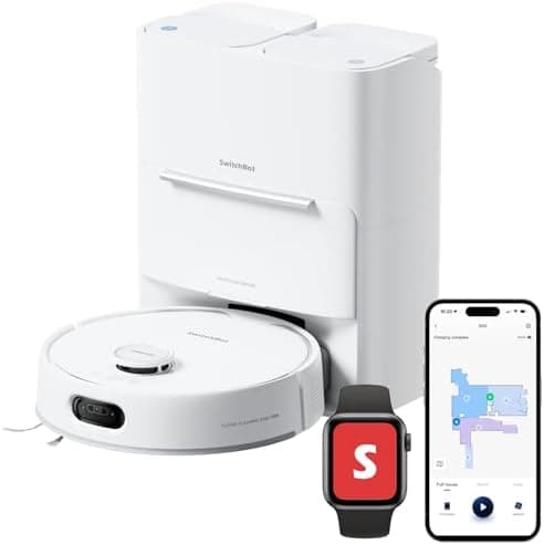 SwitchBot K11+ Saugerroboter für Hausverwaltung, 6000Pa Saugkraft, 90 Tage Staubauffang, selbstentleerungsfähig, LDS Sma