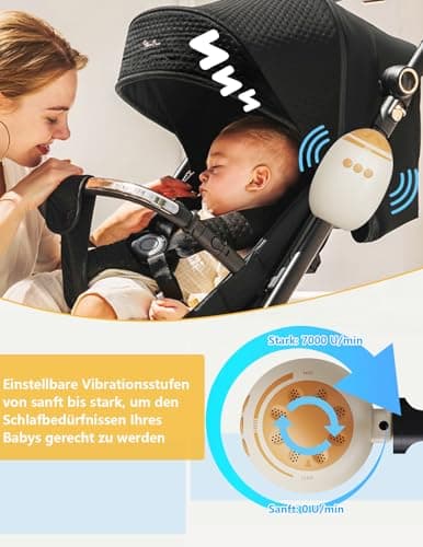 Kinderwagenschaukler Wiederaufladbar | 0-7000 U/min Schaukelintensität | Timer Funktionalität | Universell für Kinderwag