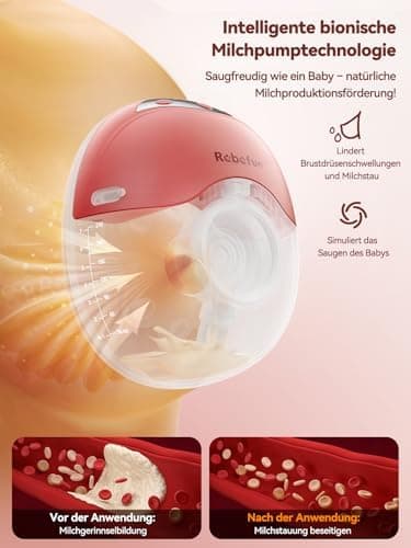 Robofun Elektrische Milchpumpe Handsfree Freihändigписывающий следующие характеристики: Elektrische Milchpumpe Leise mit