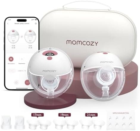 Momcozy M5 Milchpumpe Elektrisch Freihändig, 24 mm(1, Grau), Doppelt Abgedichteter Flansch, 3 Modi, 9 Stufen, Tragbar Br