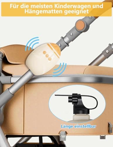Kinderwagenschaukler Wiederaufladbar | 0-7000 U/min Schaukelintensität | Timer Funktionalität | Universell für Kinderwag