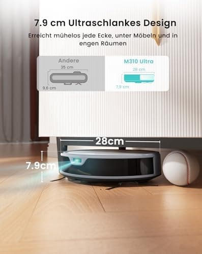 LEFANT M310 Ultra Weiß Staubsauger Roboter 6000Pa ToF Lasernavigation App Alexa