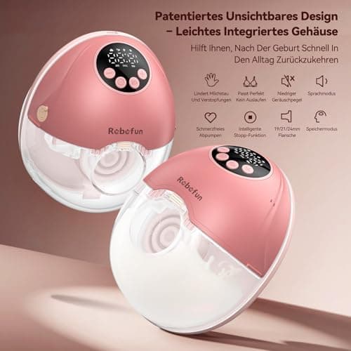 Robofun Handsfreie Elektrische Milchpumpe 2er-Pack Rosa