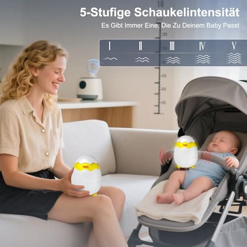 Robofun Kinderwagenschaukler - Elektrische Schlafhilfe für Babys, USB-C Aufladbar, 5 Einstellbare Schaukelintensitäten