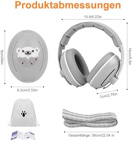 2-in-1 Gehörschutz Baby 25dB Geräuschreduktion & Verstellbares Rutschfestes KopfbandFür Babys bis 48 Monate ideal für Al