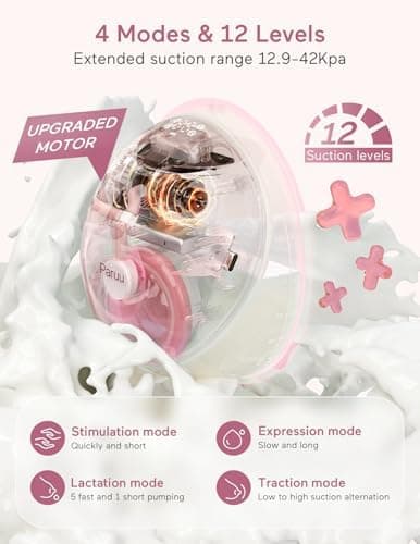 Paruu P20 Milchpumpe Elektrisch Freihändig - 19/21/24 mm Doppelt Abgedichteter Flansch, Low Noise, 12 Stufen Adjunktion