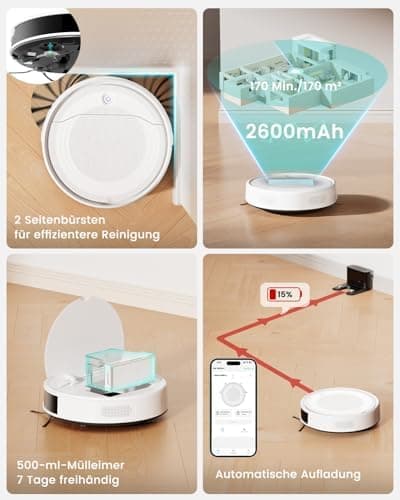 LEFANT M310 Ultra Weiß Staubsauger Roboter 6000Pa ToF Lasernavigation App Alexa