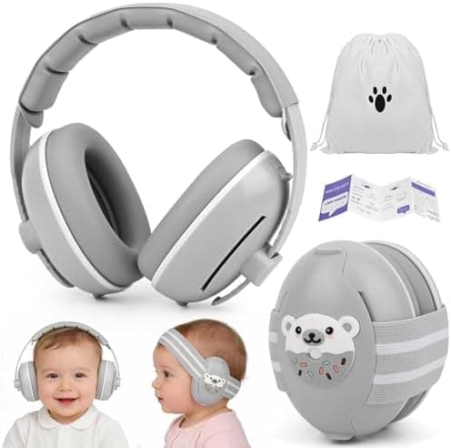 2-in-1 Gehörschutz Baby 25dB Geräuschreduktion & Verstellbares Rutschfestes KopfbandFür Babys bis 48 Monate ideal für Al