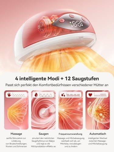 Robofun Elektrische Milchpumpe Handsfree Freihändigписывающий следующие характеристики: Elektrische Milchpumpe Leise mit