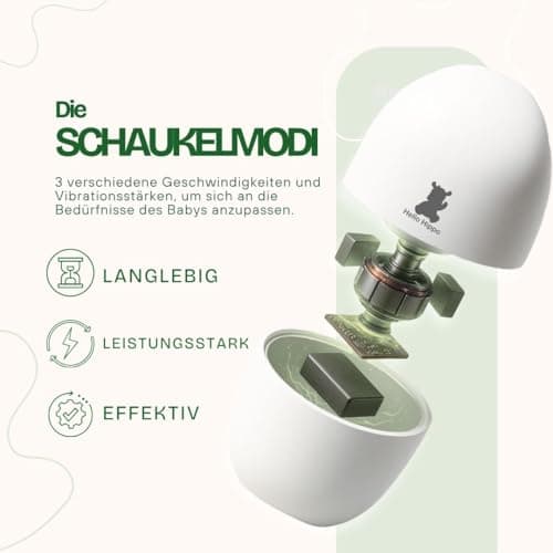 Hello Hippo - Baby Rocker Kinderwagenschaukler, Wiederaufladbar USB-C, Für Schlusselbaby & Nachtsicherheit