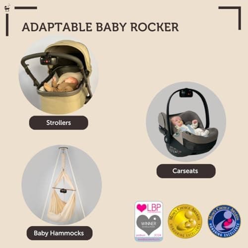 ZAZU Robby Kinderwagenschaukler - Automatische Babywippe, Verstellbare Stärke, 40-Min Timer, Babyschreisensor, USB-C Wie
