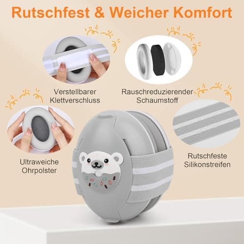2-in-1 Gehörschutz Baby 25dB Geräuschreduktion & Verstellbares Rutschfestes KopfbandFür Babys bis 48 Monate ideal für Al