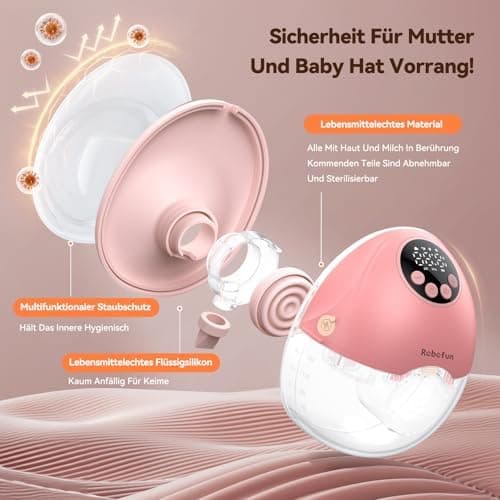 Robofun Handsfreie Elektrische Milchpumpe 2er-Pack Rosa