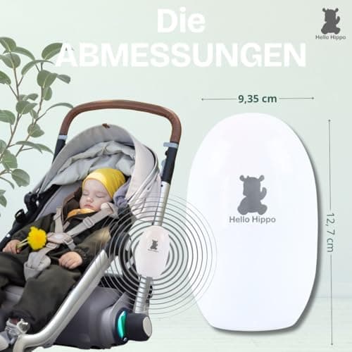 Hello Hippo - Baby Rocker Kinderwagenschaukler, Wiederaufladbar USB-C, Für Schlusselbaby & Nachtsicherheit