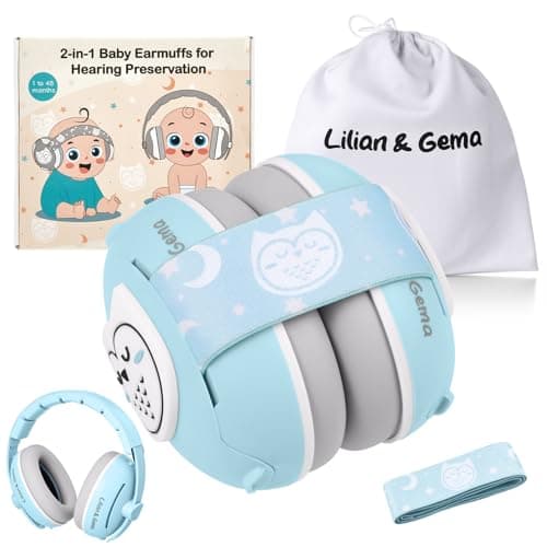 Hörschutz für Babys 25dB Lärmschutz 2 in 1 Kopfhörer Blau Eulen