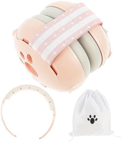 Gehörschutz Baby Lärmschutz 2 in 1 Kopfhörer mit Verstellbarem Kopfband und Gepolsterten Ohrenschützern für Babys bis 48