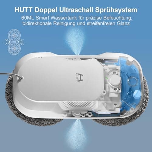 HUTT DDC56 Fensterputzroboter Doppelstrahl mit Ultraschall Sprühfunktion, perfekt für Fenster putzen und Reinigen im Wo