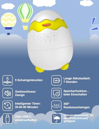 Robofun Kinderwagenschaukler - Elektrische Schlafhilfe für Babys, USB-C Aufladbar, 5 Einstellbare Schaukelintensitäten