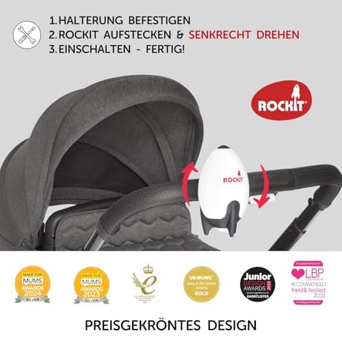ROCKIT Kinderwagenschaukler SET - Das Original für einschlafnde Bälle - wiederaufladbar via USB, stufenlos einstellbar &