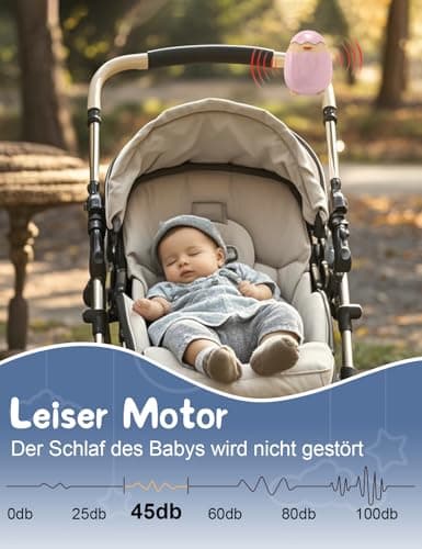 Robofun Kinderwagenschaukler - Elektrisch USB-C Aufladbar, 5 Einstellbare Schaukelintensitäten, Portabel für Babys