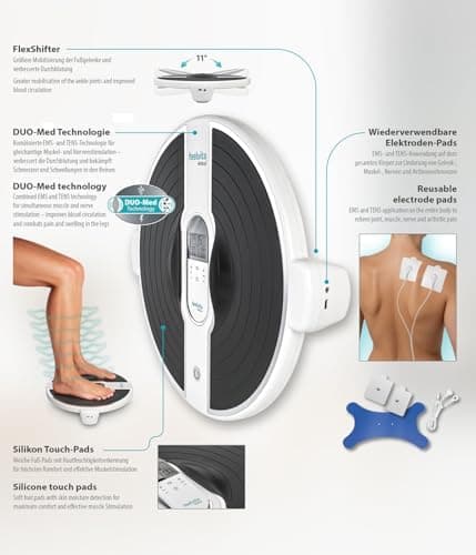 Feelvita Acticur EMS Durchblutung-Stimulator für Bein und Fuß ohne Kabel, Elektrisches EMS-Fußmassagegerät, Duo-Technolo
