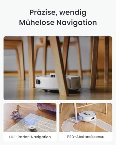 SwitchBot K11+ Saugerroboter für Hausverwaltung, 6000Pa Saugkraft, 90 Tage Staubauffang, selbstentleerungsfähig, LDS Sma