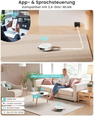 LEFANT M310 Ultra Weiß Staubsauger Roboter 6000Pa ToF Lasernavigation App Alexa