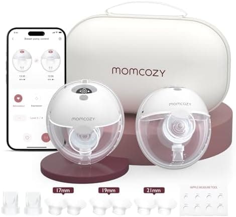 Momcozy M5 Milchpumpe Elektrisch Freihändig, 24 mm(1, Grau), Doppelt Abgedichteter Flansch, 3 Modi, 9 Stufen, Tragbar Br