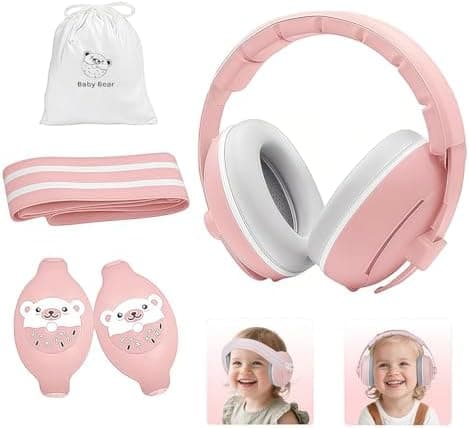 2 In 1 Gehörschutz für Babys - Hochwertiger Lärmschutz bis zu 25 dB, Verstellbares ANTI-RUTSCH-Kopfband bis 48 Monate, z