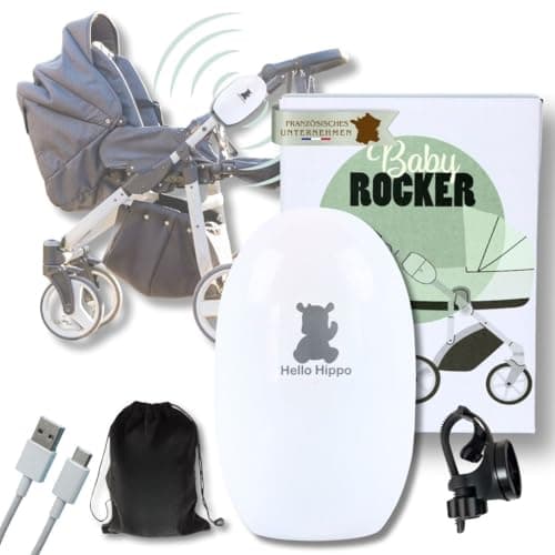 Hello Hippo - Baby Rocker Kinderwagenschaukler, Wiederaufladbar USB-C, Für Schlusselbaby & Nachtsicherheit