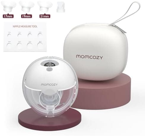 Momcozy M5 Milchpumpe Elektrisch Freihändig, 24 mm(1, Grau), Doppelt Abgedichteter Flansch, 3 Modi, 9 Stufen, Tragbar Br