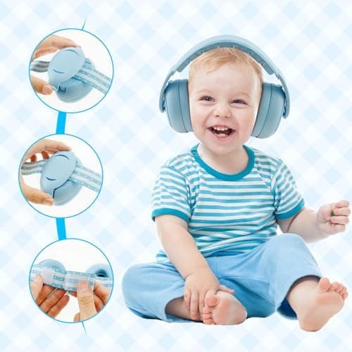 2-in-1 Neugeborene Ohrenschützer für Sicherheit und Komfort, Baby Gehörschutz Ohrenschützer mit Lärmschutz & Verstellbar
