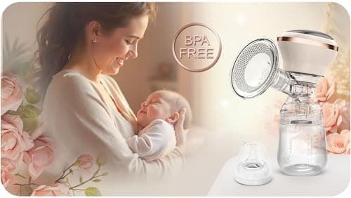 Nukido Milchpumpe Elektrisch - Elektrisch, 3 Modi, tragbar, LED-Anzeige, BPA-Frei, Silikon, Beige, Gold, Futtermilch-Spü