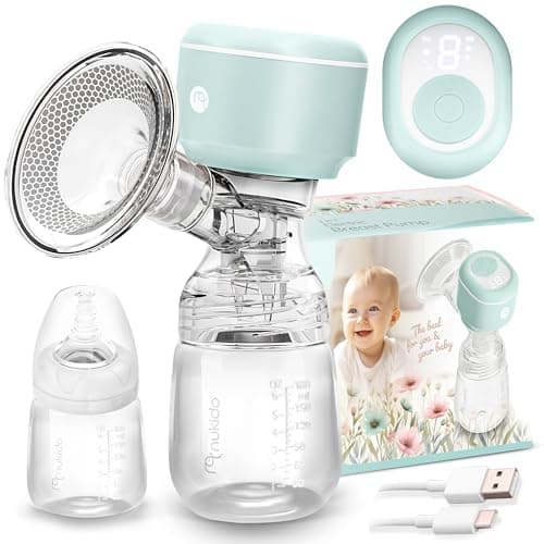 Nukido Milchpumpe Elektrisch - Elektrisch, 3 Modi, tragbar, LED-Anzeige, BPA-Frei, Silikon, Beige, Gold, Futtermilch-Spü