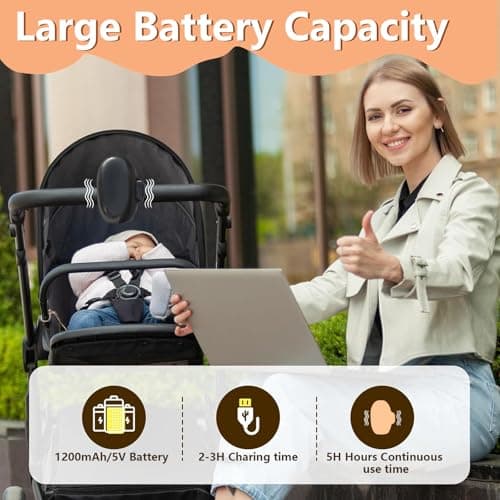 Kinderwagenschaukler - Einschlafhilfe - Wiederaufladbar (USB-C) - 5 Einstellbare Schaukelintensitäten - leise (45 dB) -