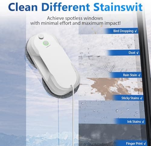 Tosima W5 Fensterputzroboter - Einzigartige Variable Frequenzabsaugung & dreifaches Sicherheitssystem (Weiß)  
Tosima W5
