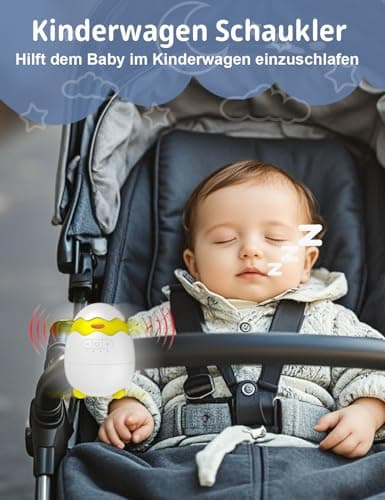 Robofun Kinderwagenschaukler - Elektrische Schlafhilfe für Babys, USB-C Aufladbar, 5 Einstellbare Schaukelintensitäten