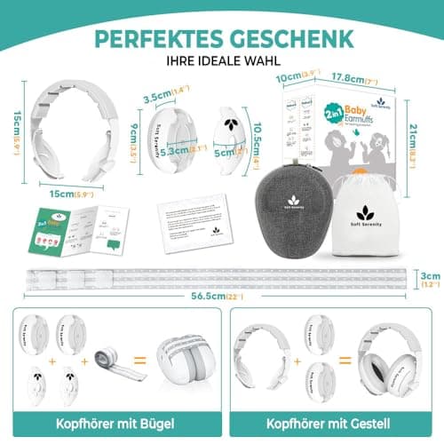 Gehörschutz für Babys und Kinder 2-in-1 CE-zertifiziert 25 dB - Komfortabler und verstellbarer Lärmschutz für Schlaf, Re