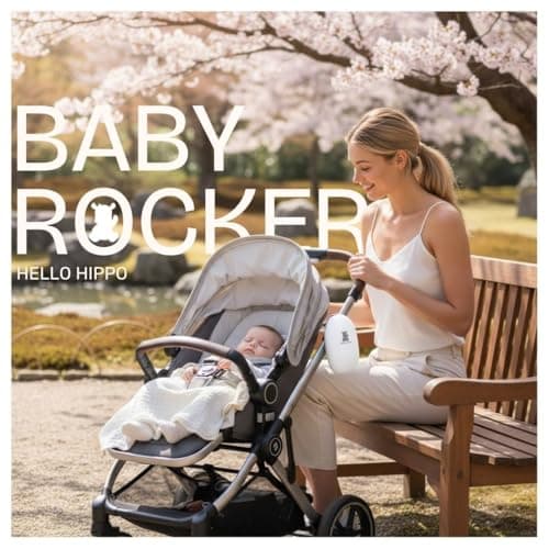 Hello Hippo - Baby Rocker Kinderwagenschaukler, Wiederaufladbar USB-C, Für Schlusselbaby & Nachtsicherheit