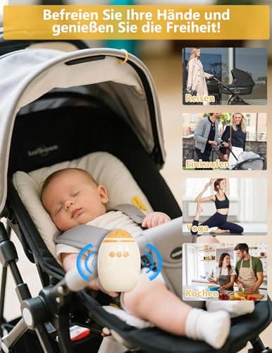 Kinderwagenschaukler Wiederaufladbar | 0-7000 U/min Schaukelintensität | Timer Funktionalität | Universell für Kinderwag