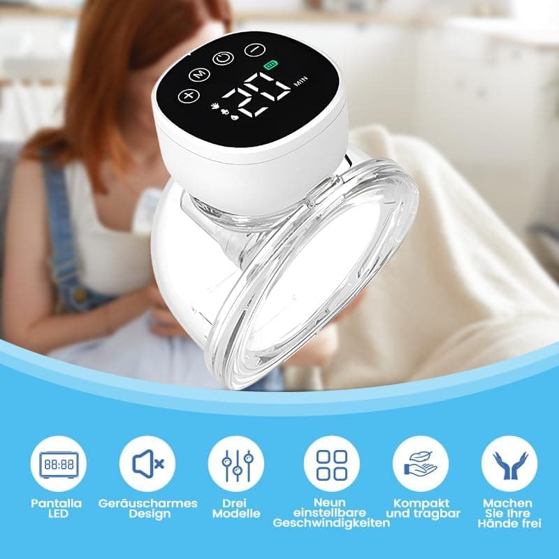 Elektrische Milchpumpe Freihändig Tragbar | 3 Modi 9 Stufen | Ultra-Leise LED-Display | 180ml Milchauffangbehälter | Dis