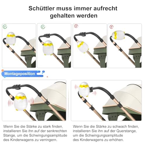 Robofun Kinderwagenschaukler - Elektrische Schlafhilfe für Babys, USB-C Aufladbar, 5 Einstellbare Schaukelintensitäten