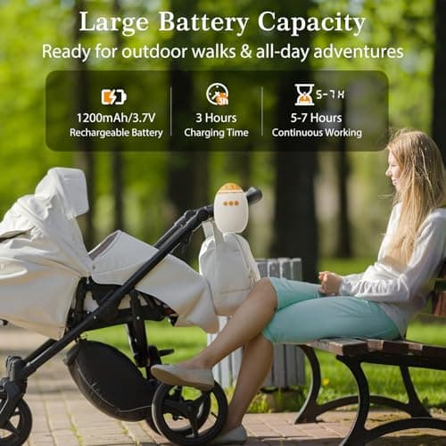 Kinderwagenschaukler Handfreie Babywippe Elektrisch 45-Min Timer USB-C Wiederaufladbar White Noise Machine 11 Beruhigend