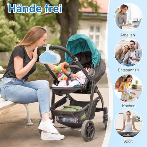 Kinderwagenschaukler Wiederaufladbar Schlafhilfe 3 Einstellungen 30 60 90 Min Timer Universal KompaktIdeal