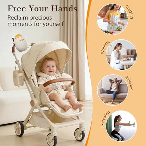 Kinderwagenschaukler Handfreie Babywippe Elektrisch 45-Min Timer USB-C Wiederaufladbar White Noise Machine 11 Beruhigend