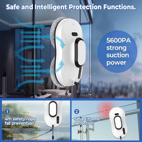 Automatischer Fensterputzroboter 5600 Pa, intelligente Navigation und Kantenerkennung für Glatte Oberflächen, Fernbedien