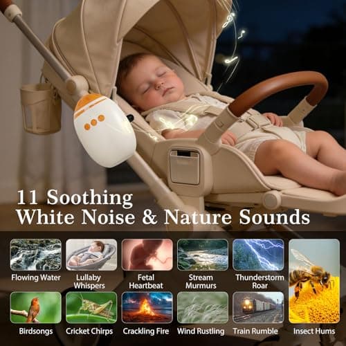 Kinderwagenschaukler Handfreie Babywippe Elektrisch 45-Min Timer USB-C Wiederaufladbar White Noise Machine 11 Beruhigend