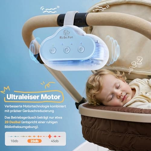 Robofun Kinderwagenschaukler, Einschlafhilfe für Baby, USB-C Wiederaufladbar
