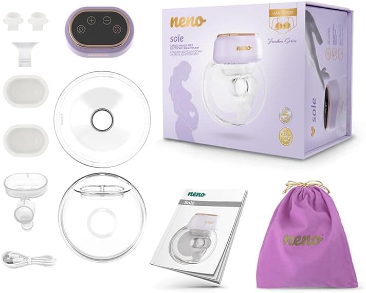 NENO Sole Milchpumpe Elektrisch - Leiser und Diskreter Betrieb - BPA-frei - Schnelles USB-C-Laden - 9 Saugstufen Freihän